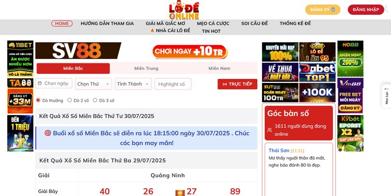 Thông tin tổng quan về trang chơi lô đề online